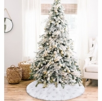 Covoras brad de Craciun, blana alba cu fulgi de nea argintii, 90 m, Vivo CTS90